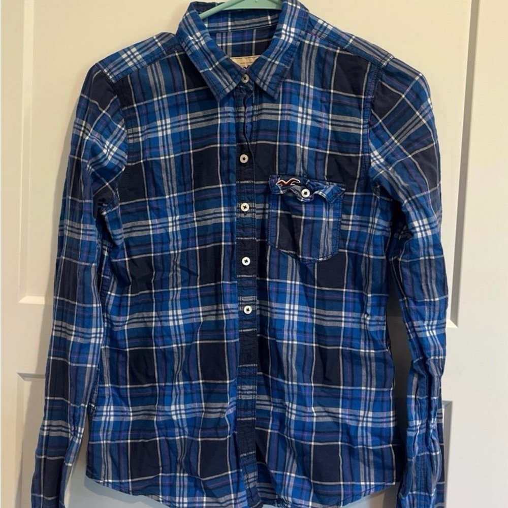 Hollister Blue Casual Button Down Shirt